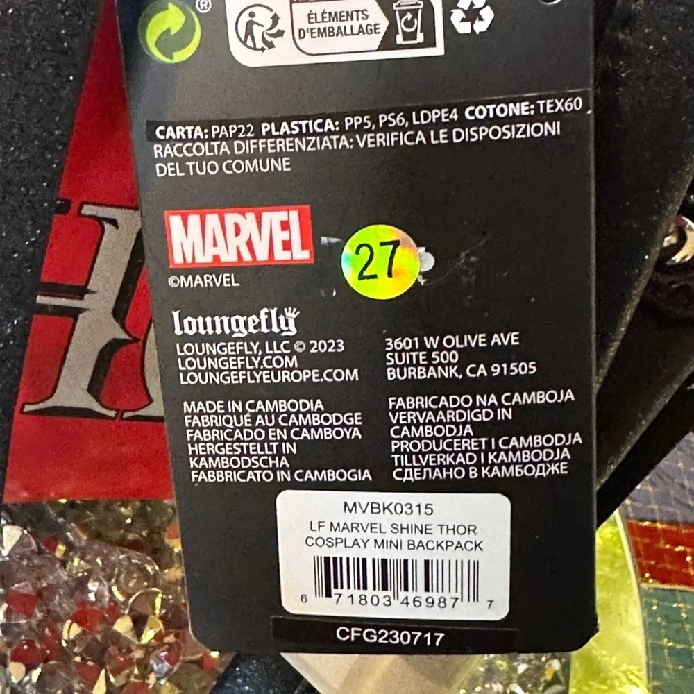 NWT - Marvel Loungefly Shine Thor Cosplay Mini Backpack. Retail $80.00
